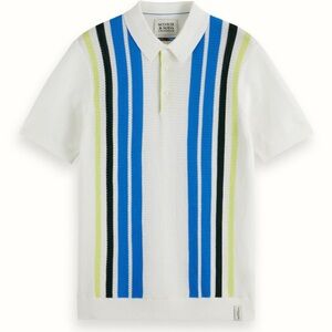 New Men’s Scotch & Soda Amsterdam Striped Short Sleeve Polo - Size large